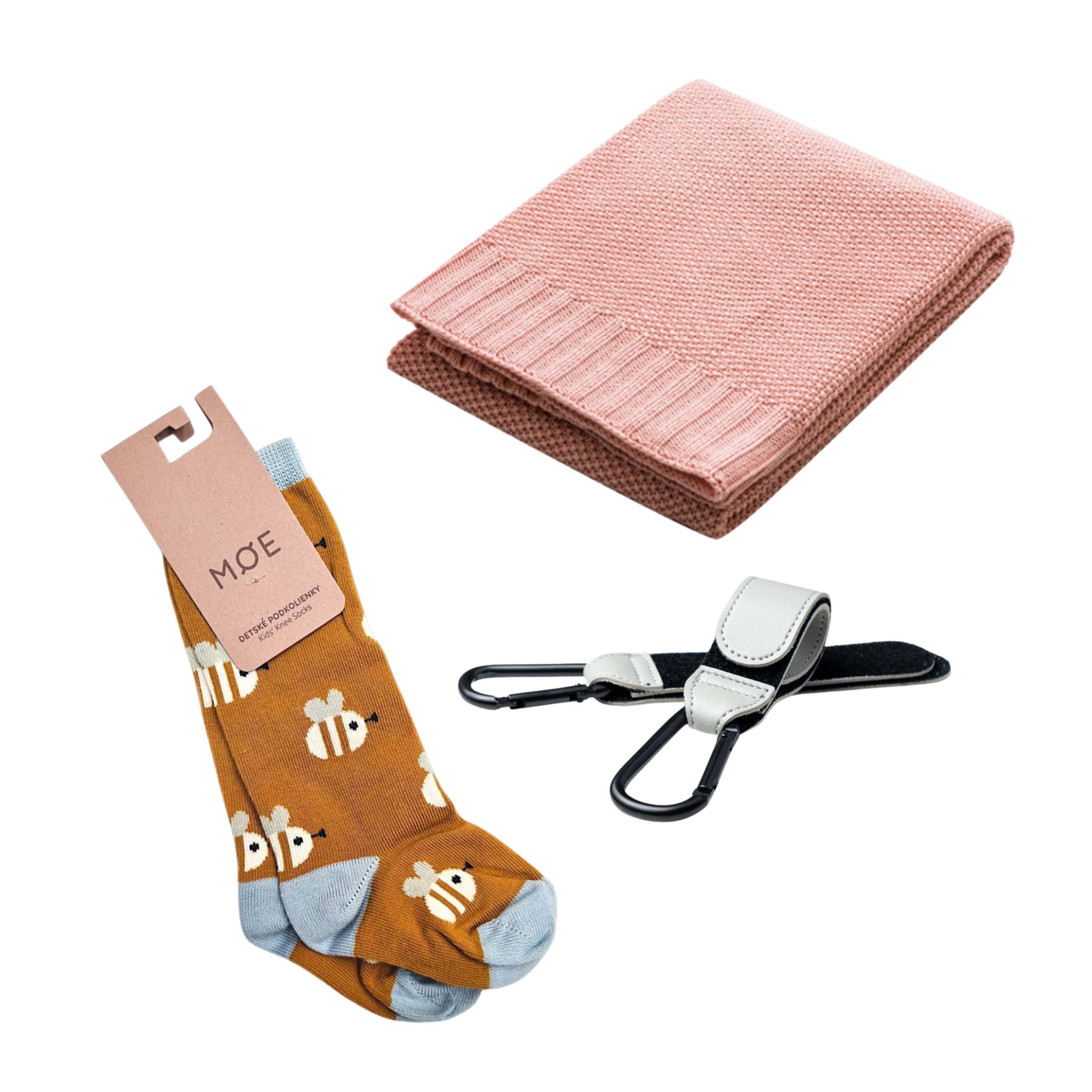 Set Mamaleto Deka 80x100 Růžový, Moe Dětské podkolenky Včely, Mamaleto Držáky na tašku Silver