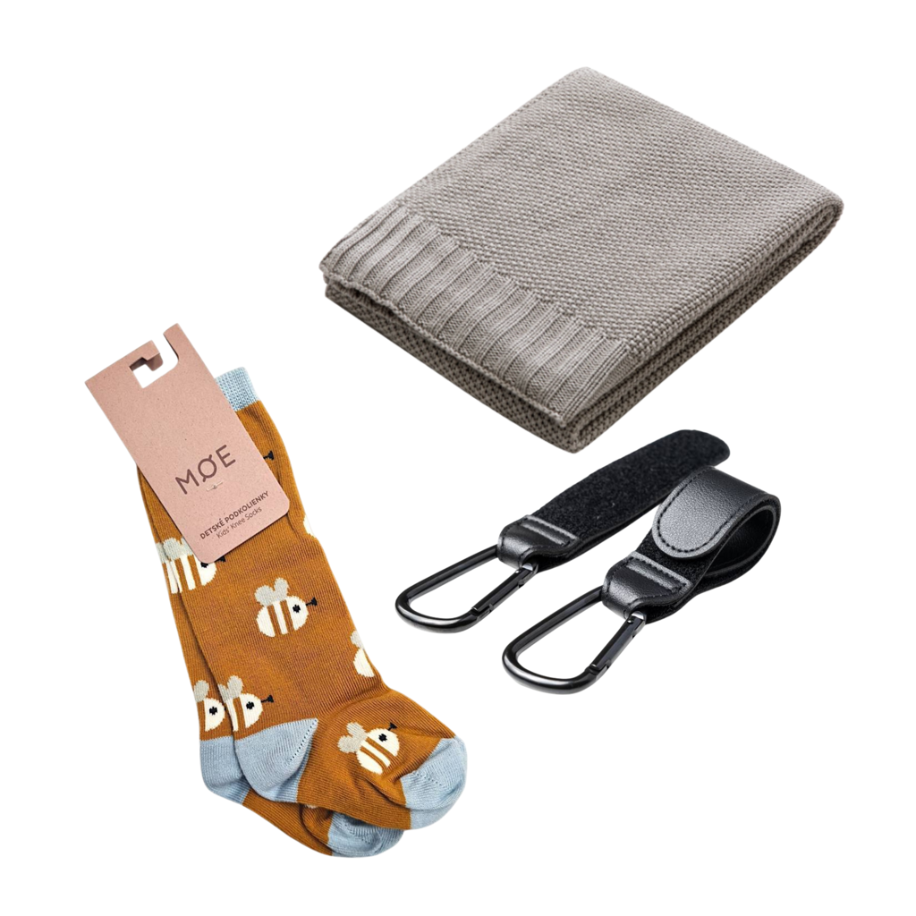 Set Mamaleto Deka 80x100 Šedý, Moe Dětské podkolenky Včely, Mamaleto Držáky na tašku černý