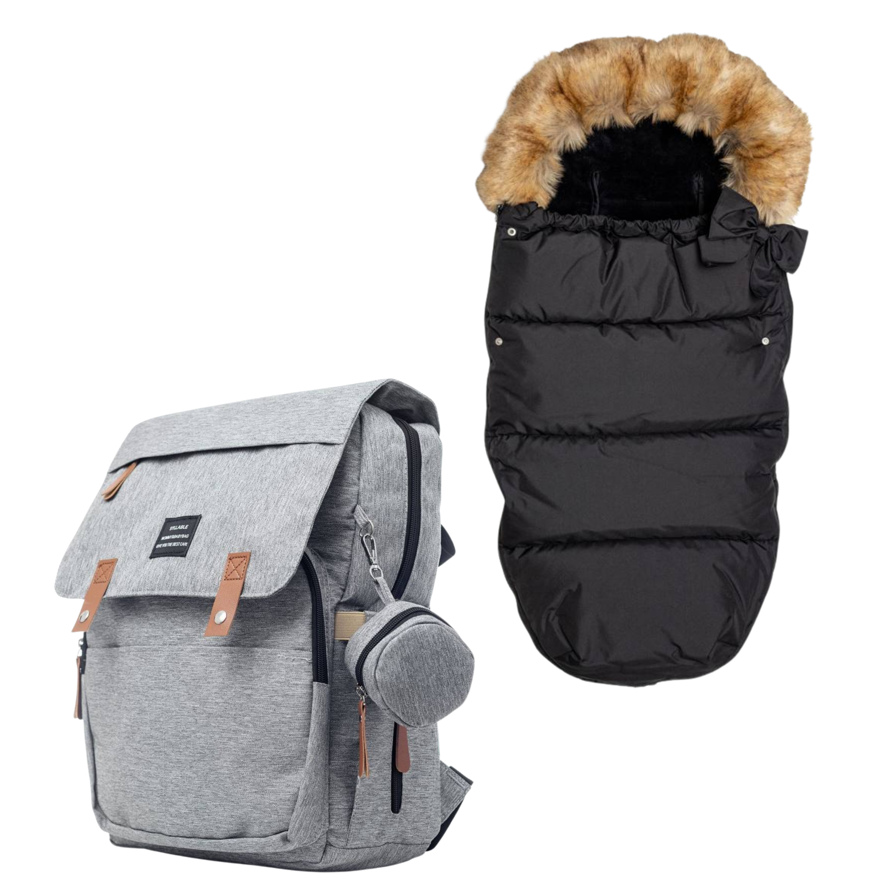 Set Mamaleto Zimní fusak 4v1 černý, Mamaleto Přebalovací batoh Šedý