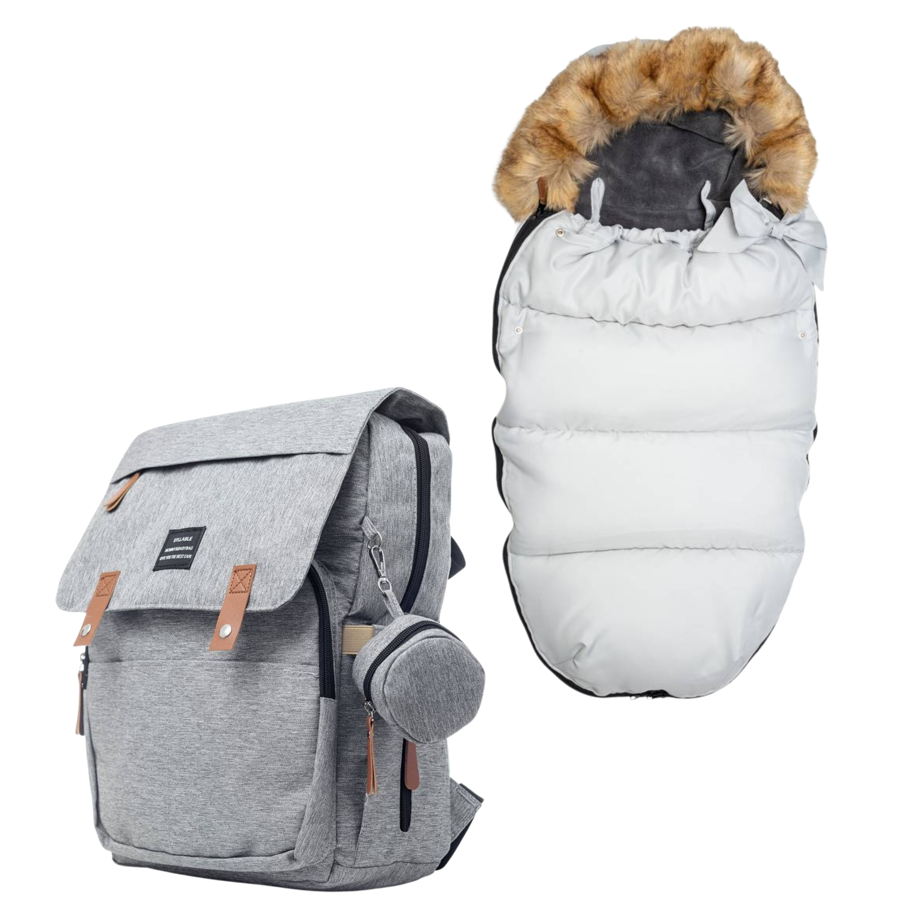 Set Mamaleto Zimní fusak 4v1 Šedý, Mamaleto Přebalovací batoh Šedý