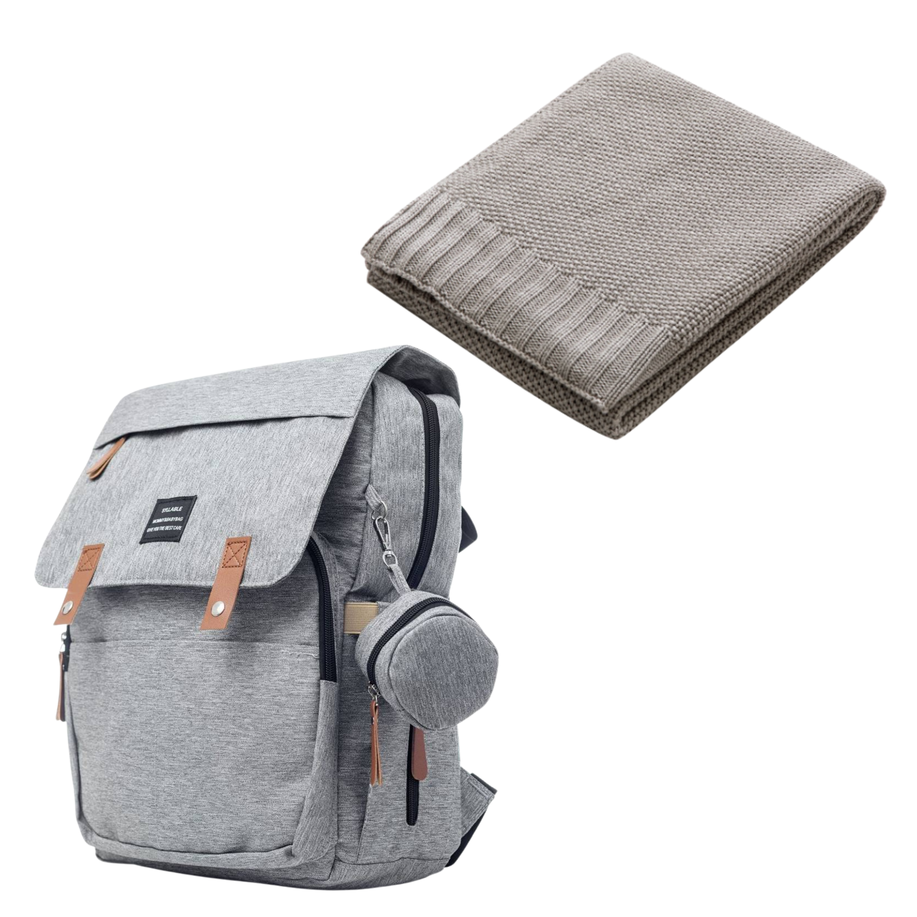 Set Mamaleto Přebalovací batoh Šedá, Mamaleto Deka 80x100 Šedá