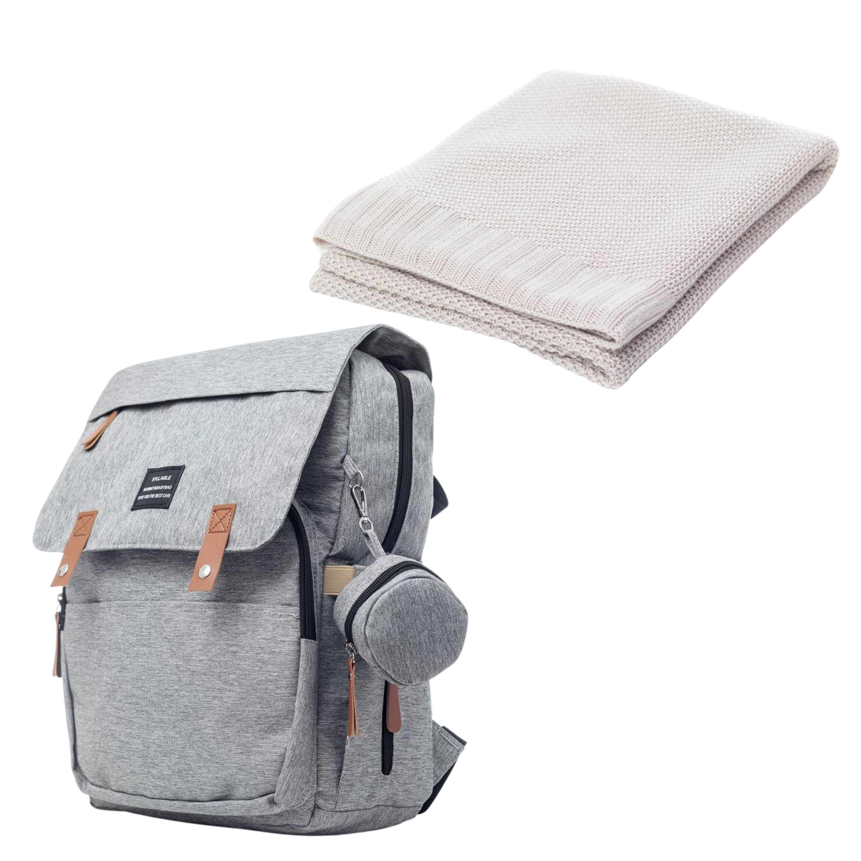 Set Mamaleto Přebalovací batoh Šedý, Mamaleto Deka 80x100 Krémový