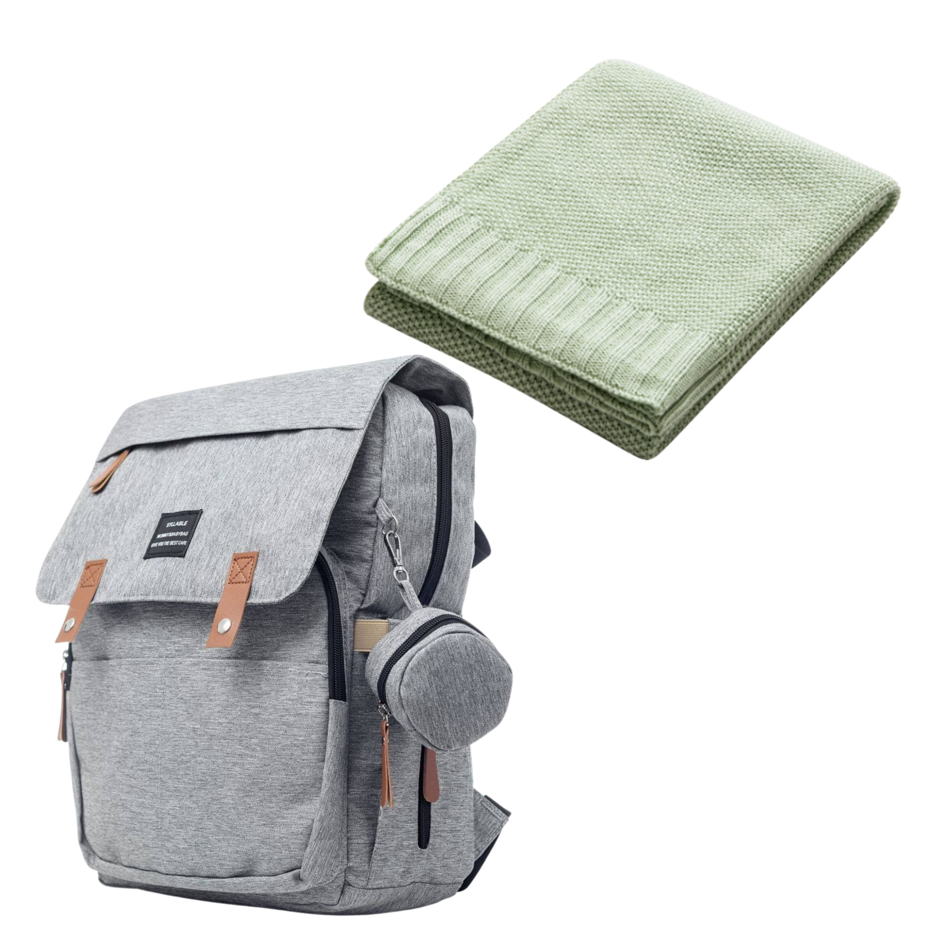 Set Mamaleto Přebalovací batoh Šedý, Mamaleto Deka 80x100 Zelený