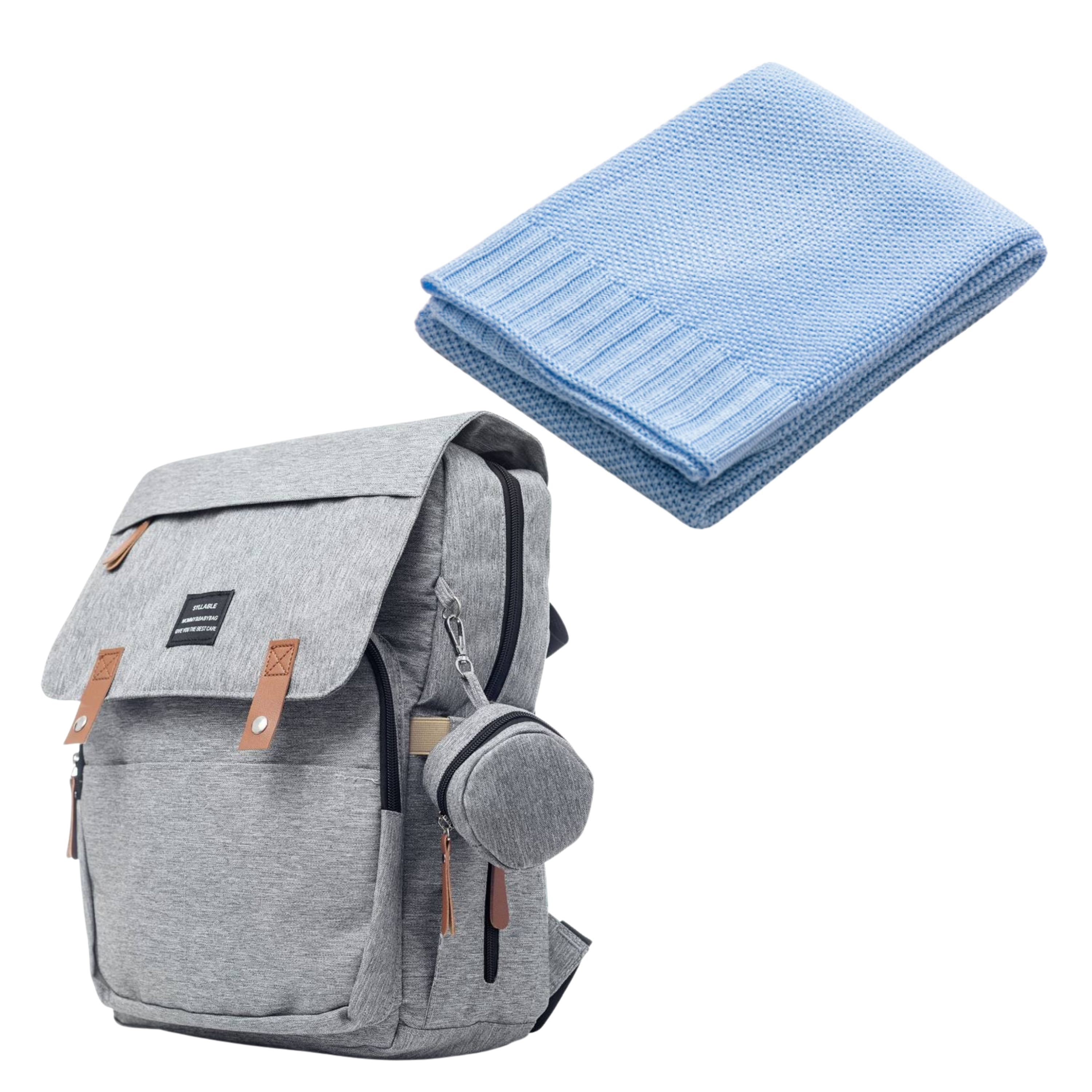 Set Mamaleto Přebalovací batoh Šedý, Mamaleto Deka 80x100 Modrá